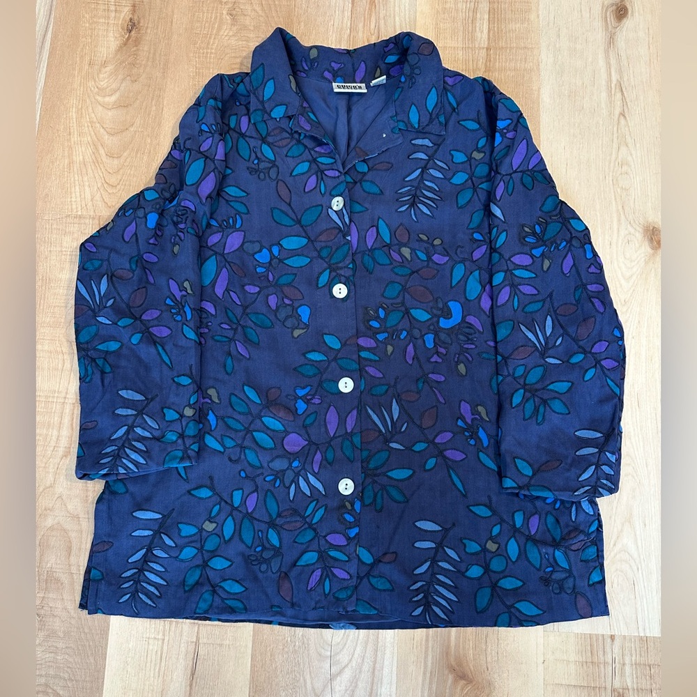 Chico's Design Multi-Color 100% Silk Jacket Women's 3